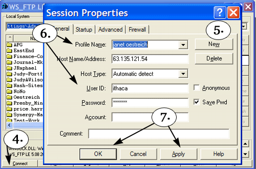 Make your connection - FTP window